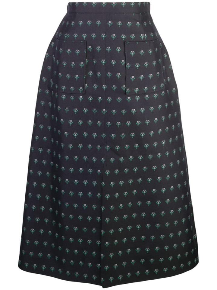 Alexa Chung Floral Print Skirt - Black
