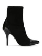 Schutz Contrast Panel Mid-heel Boots - Black