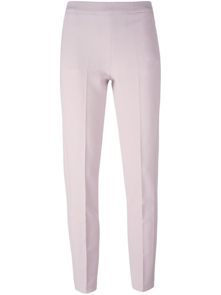 Blumarine Pleated Slim Fit Trousers, Women's, Size: 40, Pink/purple, Acetate/viscose/polyester/spandex/elastane