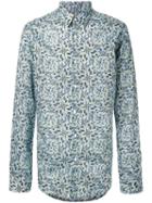 Fendi Floral Printed Shirt, Men's, Size: 41, Blue, Cotton