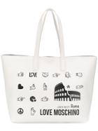 Love Moschino Logo Print Shopper Tote - White