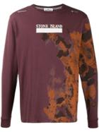 Stone Island Logo Print Longsleeved T-shirt - Red