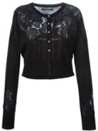 Dolce & Gabbana Lace Detail Cardigan, Women's, Size: 44, Black, Silk