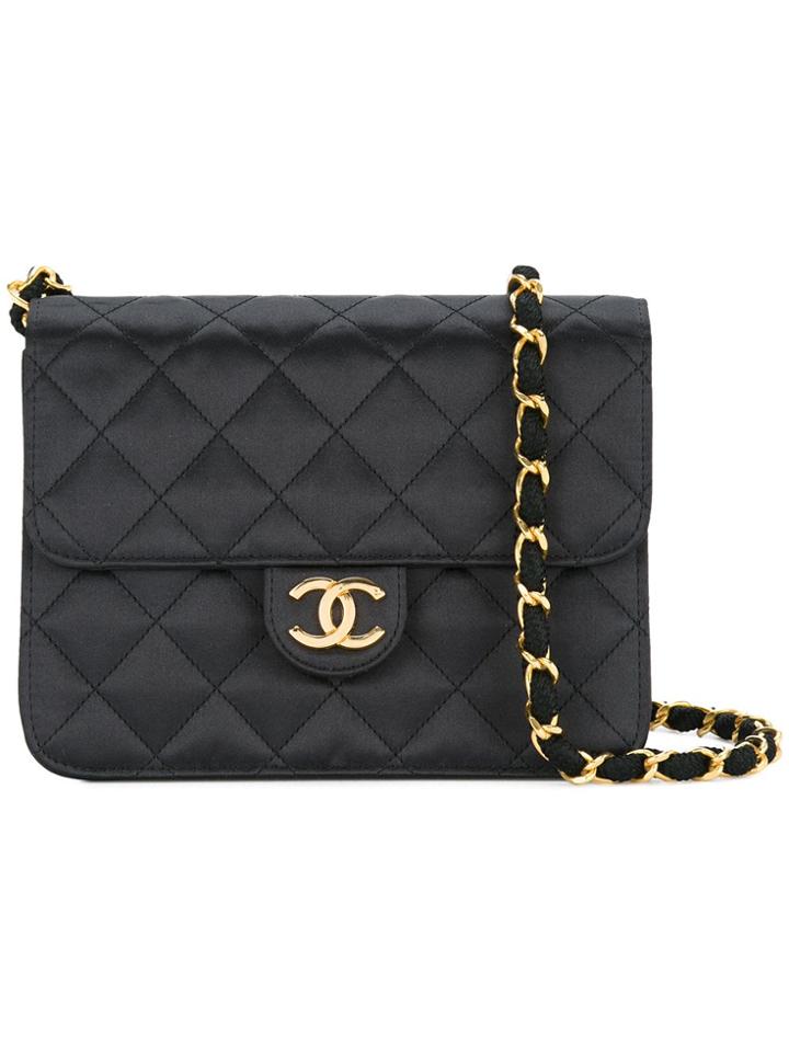 Chanel Pre-owned 1989-1991 Quilted Chain Shoulder Bag - Black