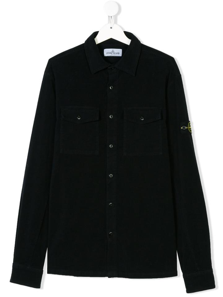 Stone Island Junior Teen Patch Embellished Shirt - Blue