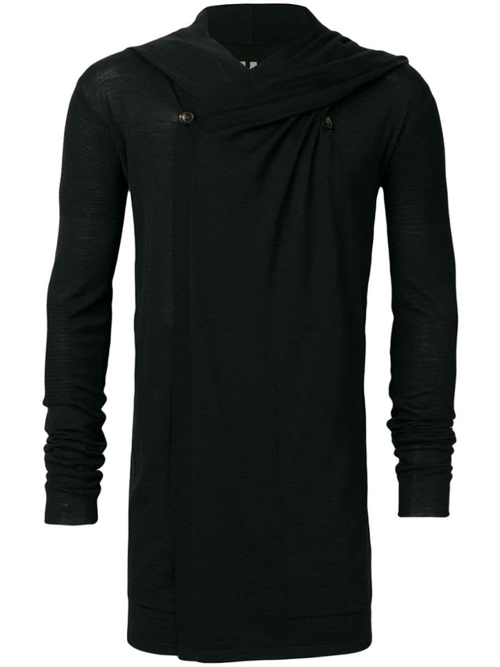 Rick Owens Hooded Longline Cardigan - Black