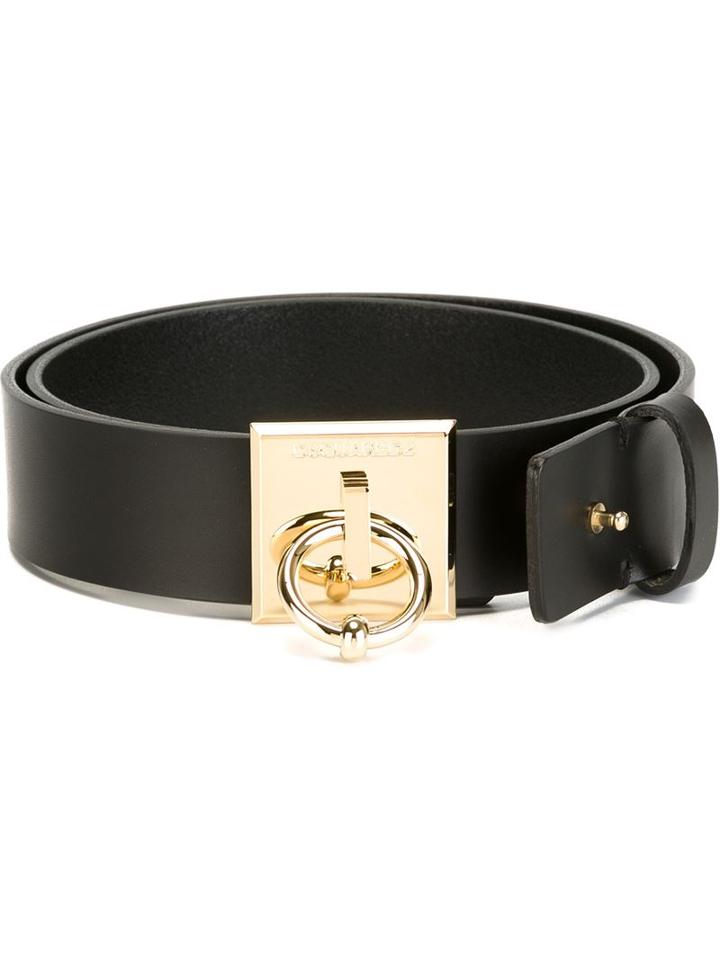 Dsquared2 Piercing Detail Belt, Women's, Size: 80, Black, Calf Leather