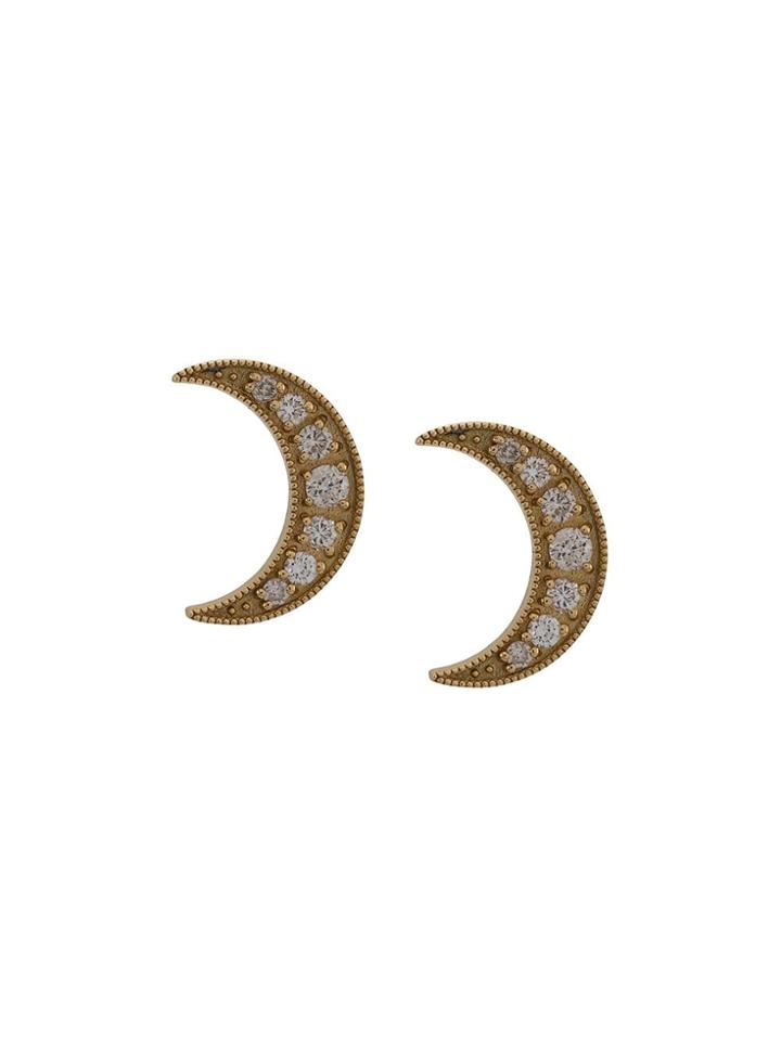 Andrea Fohrman 18kt Yellow Gold Crescent Moon Diamond Studs