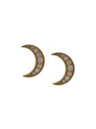 Andrea Fohrman 18kt Yellow Gold Crescent Moon Diamond Studs