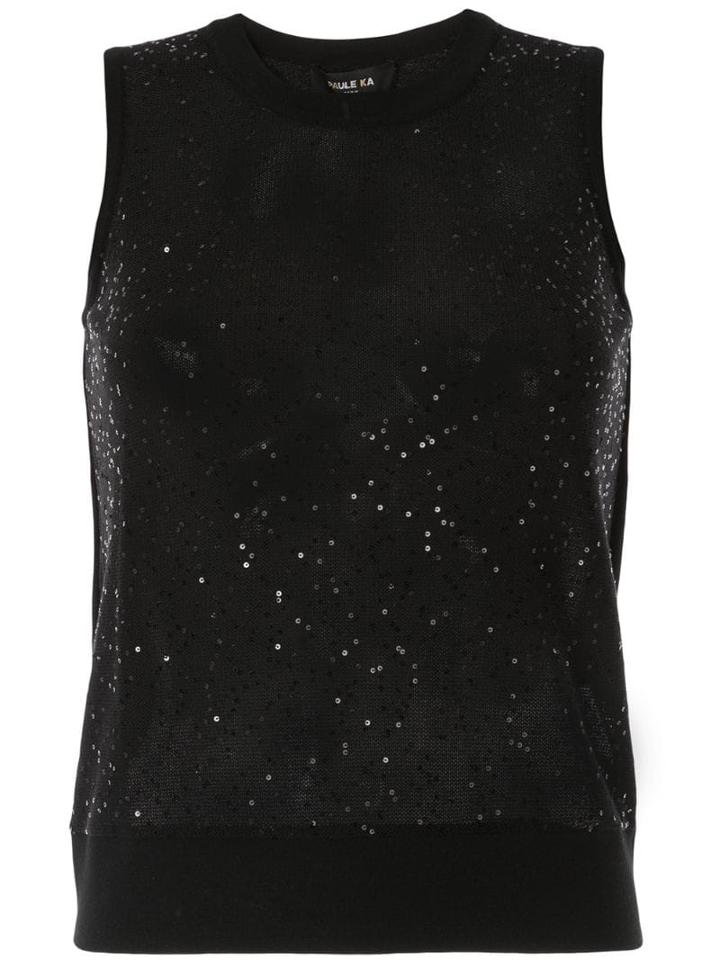 Paule Ka Embellished Fitted Top - Black