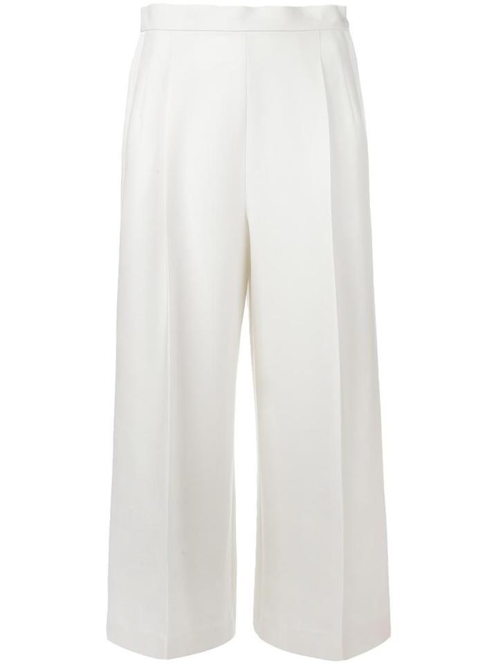 Rossella Jardini Wide Leg Cropped Pants, Women's, Size: 44, White, Acetate/viscose/virgin Wool/acetate