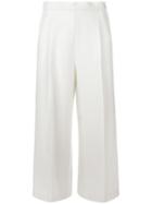 Rossella Jardini Wide Leg Cropped Pants, Women's, Size: 44, White, Acetate/viscose/virgin Wool/acetate
