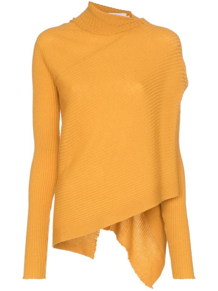Marques'almeida Mock Neck Asymmetric-hem Merino Wool Jumper - Yellow