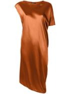 Ann Demeulemeester Asymmetric Sleeve Dress, Women's, Size: 36, Brown, Silk/spandex/elastane