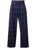 Paul Smith Wide-leg Check Trousers - Blue