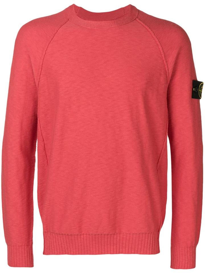 Stone Island Logo Jumper - Red