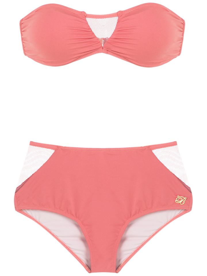 Brigitte Bandeau Bikini Set - Pink & Purple