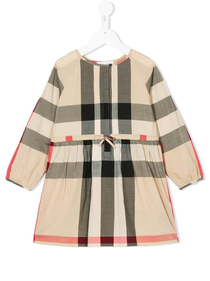 Burberry Kids - Checkered Dress - Kids - Cotton - 4 Yrs, Nude/neutrals