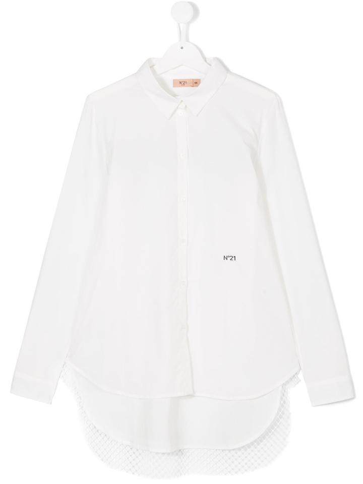 No21 Kids Mesh Panel Shirt - White