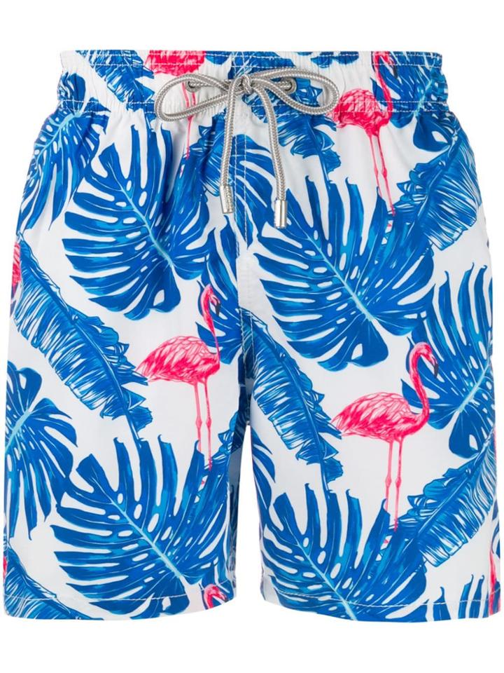 Mc2 Saint Barth Palm Print Swim Shirts - Blue
