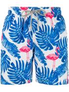 Mc2 Saint Barth Palm Print Swim Shirts - Blue