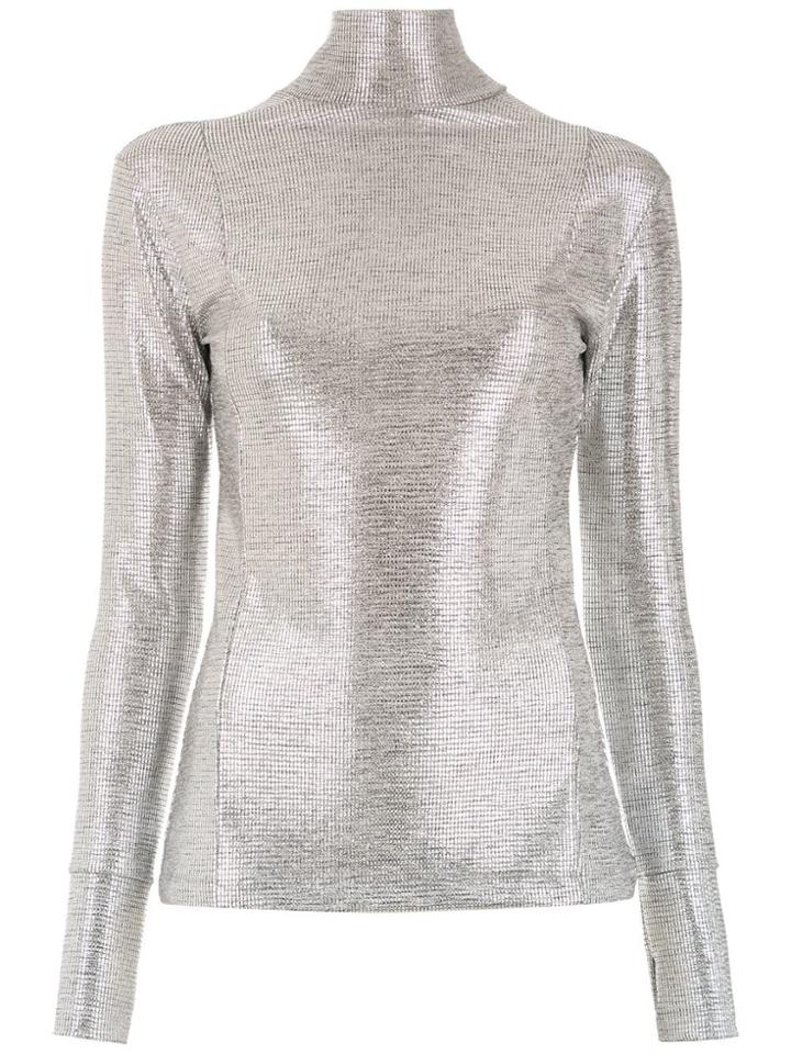 Gloria Coelho High Neck Knitted Top - Grey