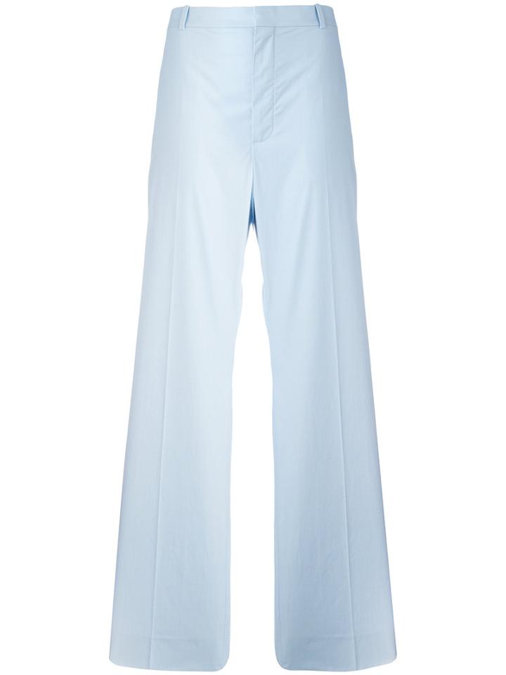 Balenciaga Wide Leg Pants, Women's, Size: 36, Blue, Cotton
