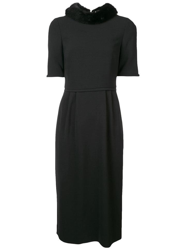 Carolina Herrera Mink Fur Collar Dress - Black