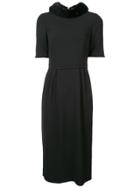 Carolina Herrera Mink Fur Collar Dress - Black