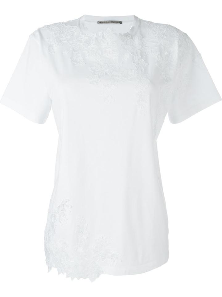 Ermanno Scervino Embroidered Detail T-shirt, Women's, Size: 46, White, Cotton/spandex/elastane/viscose/polyamide