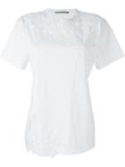 Ermanno Scervino Embroidered Detail T-shirt, Women's, Size: 46, White, Cotton/spandex/elastane/viscose/polyamide