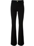Frame Denim Pleated Flared Jeans, Women's, Size: 29, Black, Cotton/polyester/spandex/elastane