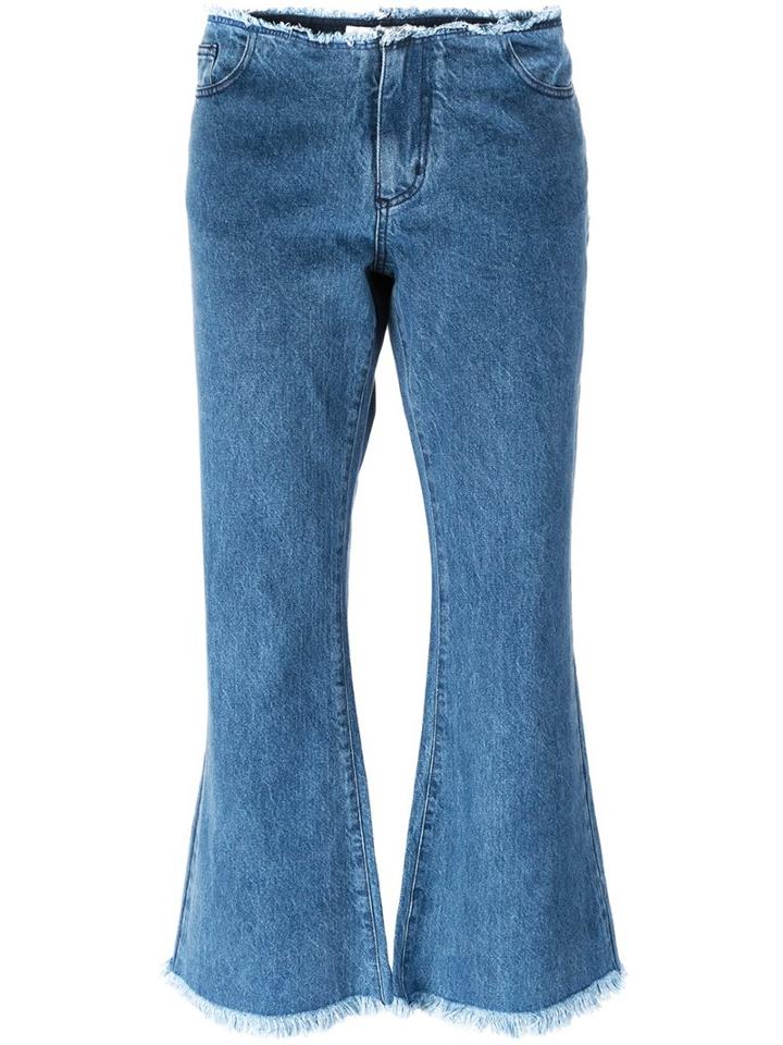 Marques'almeida Cropped Flared Jeans, Women's, Size: Small, Blue, Cotton