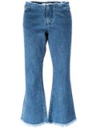 Marques'almeida Cropped Flared Jeans, Women's, Size: Small, Blue, Cotton