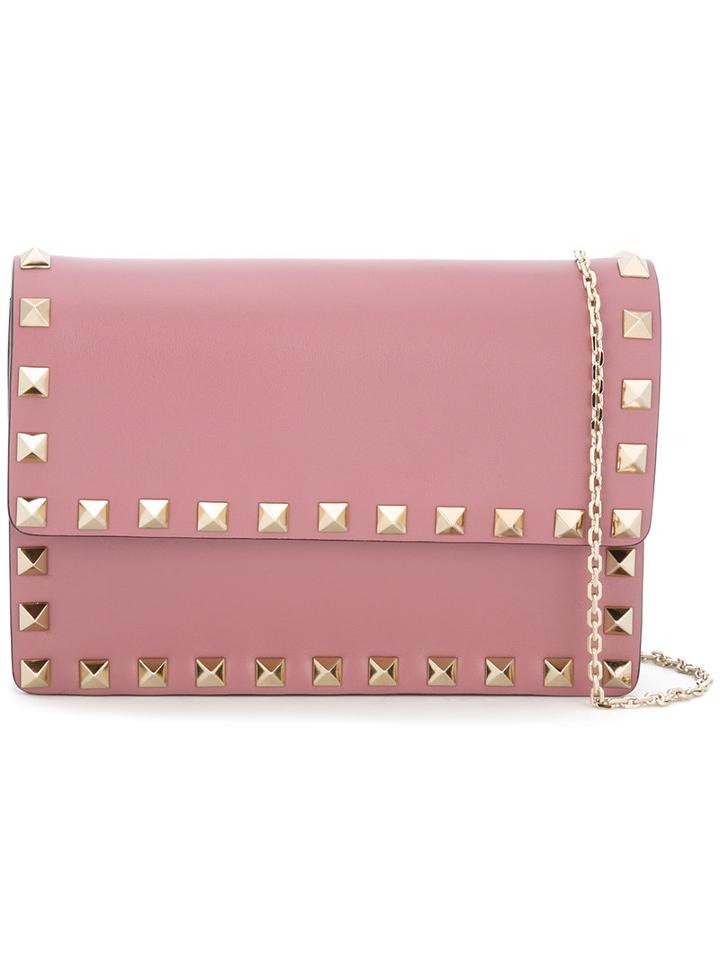 Valentino Rockstud Cross Body Wallet, Women's, Pink/purple, Calf Leather