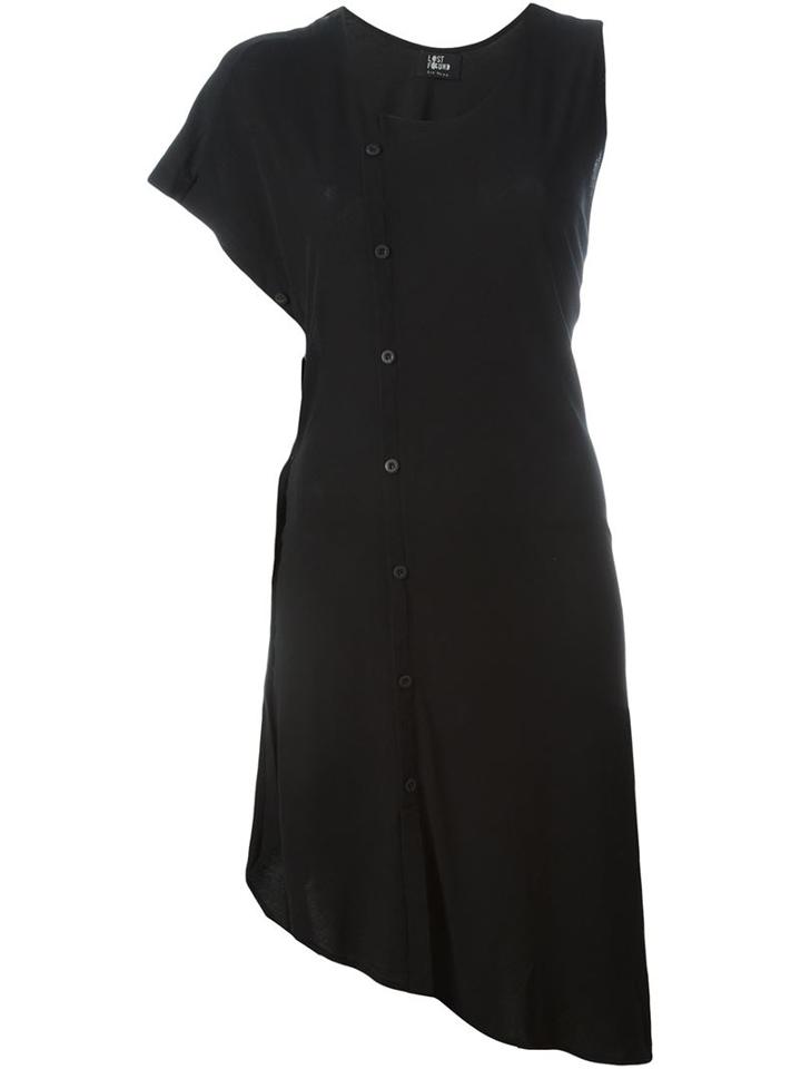 Lost & Found Ria Dunn Asymmetric Buttoned Tunic, Women's, Size: Small, Black, Cotton