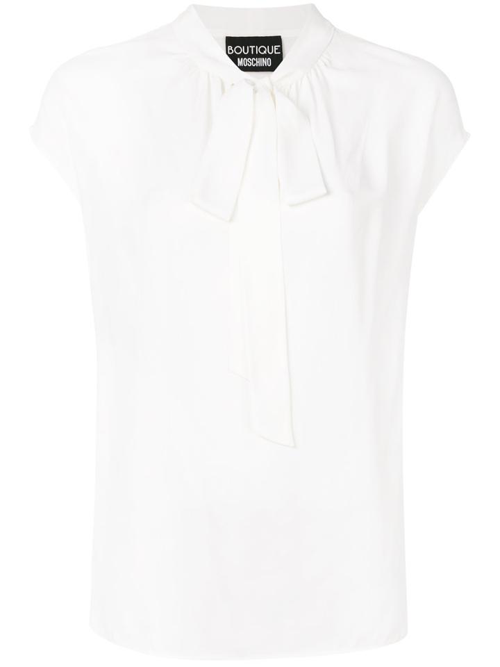 Boutique Moschino - Pussybow Top - Women - Silk/viscose - 44, White, Silk/viscose