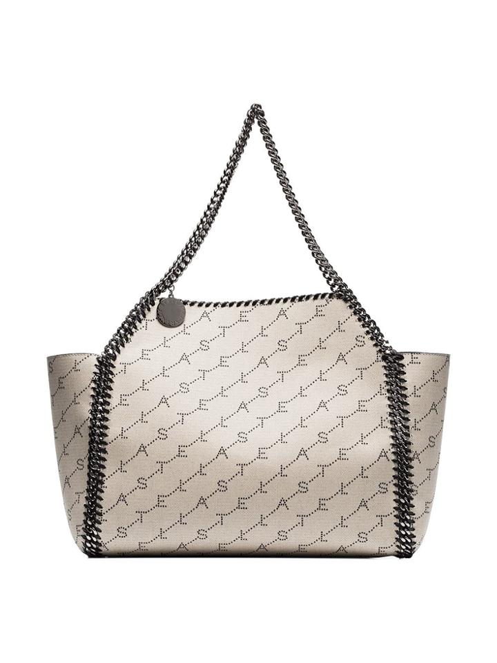 Stella Mccartney Beige Falabella Logo Print Canvas Tote Bag - Neutrals