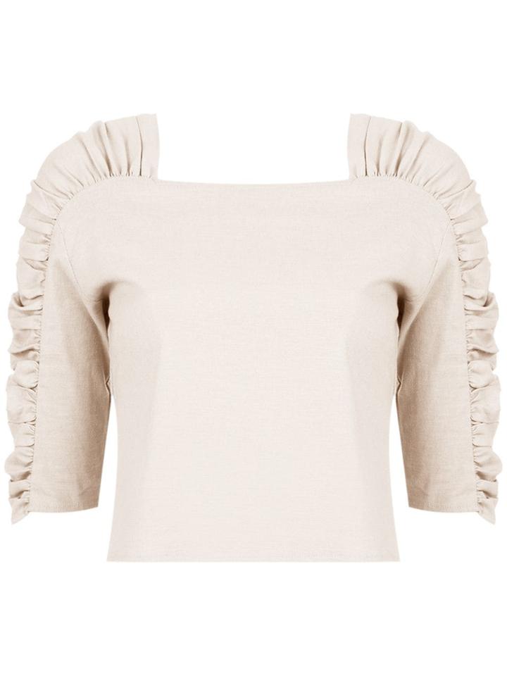 Framed Linen Cropped Top - Nude & Neutrals
