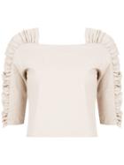Framed Linen Cropped Top - Nude & Neutrals