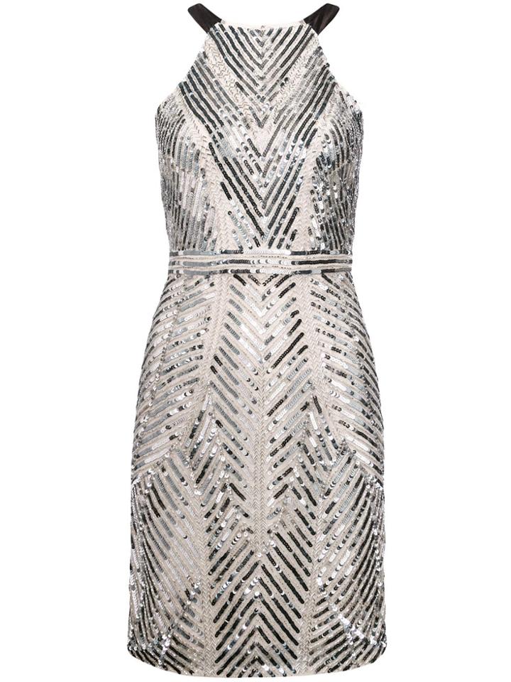 Aidan Mattox Shimmer Short Dress - Nude & Neutrals