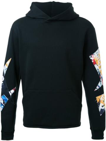 Almostblack Patched Arms Hoodie, Men's, Size: 2, Black, Acrylic/nylon/polyurethane/rayon