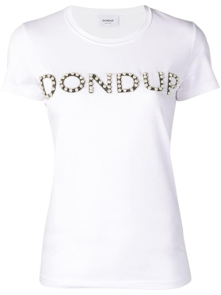 Dondup Faux-pearl Embellished Logo T-shirt - White