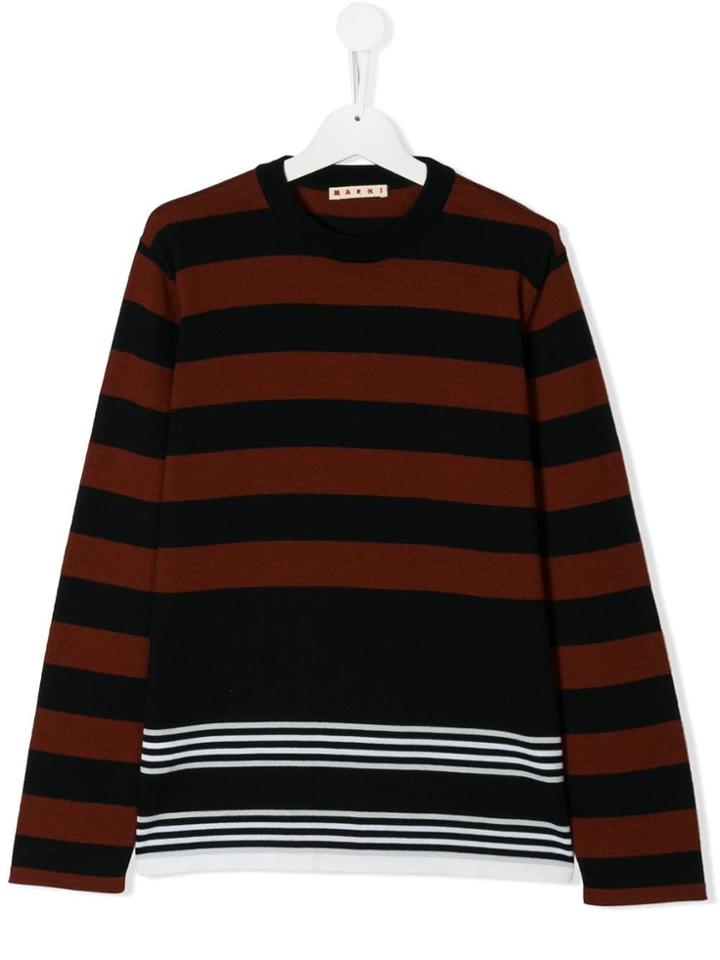 Marni Kids Teen Striped T-shirt - Black