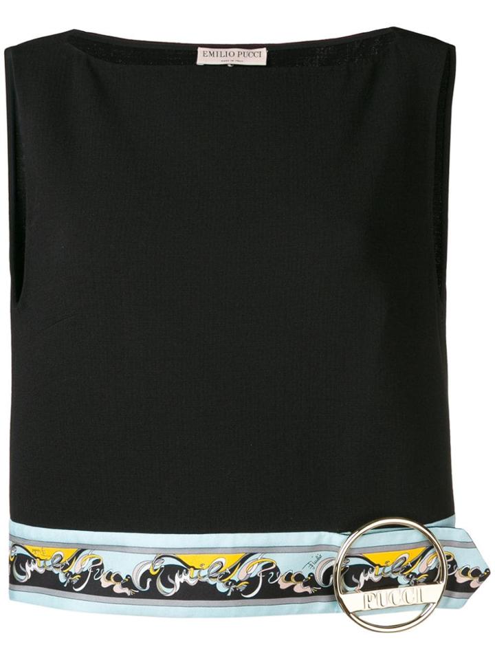 Emilio Pucci Printed Panel Cropped Top - Black