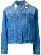 Muveil - Embellished Collar Denim Jacket - Women - Cotton - 38, Blue, Cotton