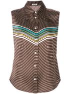 Miu Miu Paneled Sleeved Blouse - Brown