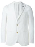 Lardini Two Button Blazer, Men's, Size: 52, White, Linen/flax/cotton/polyester
