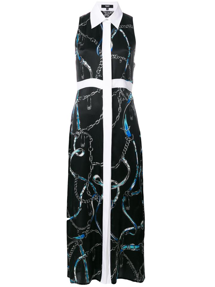 Versus Sleeveless Chain Print Long Dress - Black