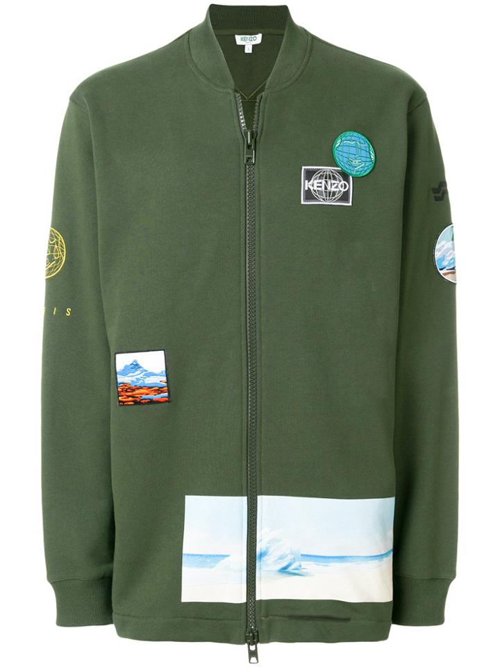Kenzo Appliqué Zipped Sweatshirt - Green